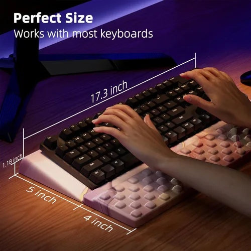 Miniatura 6 de Ospelelf Reposamuñecas para teclado, cómodo soporte ergonómico para teclado para oficina y hogar Rosa