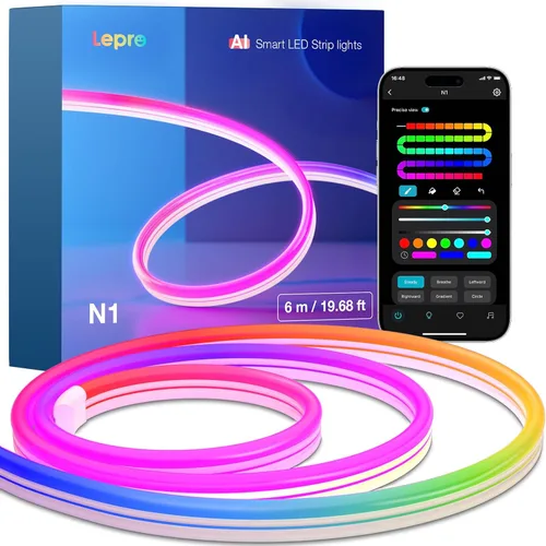 Miniatura 10 de Lepro N1 AI - Cuerda de luces RGB inteligentes para Navidad, diseñador de iluminación AI personalizado, sincronización de música LightBeats