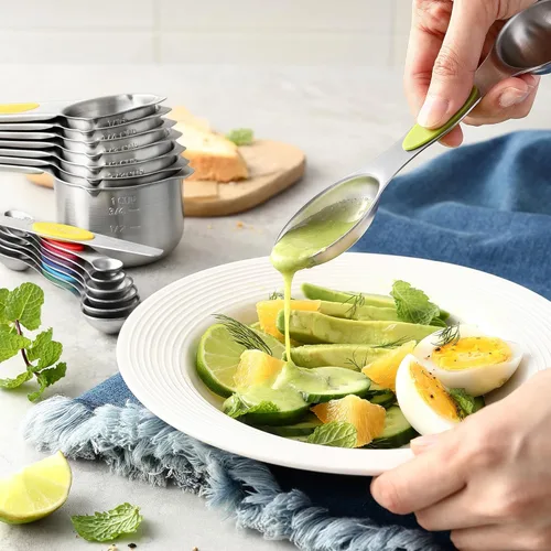 Miniatura 8 de Spring Chef Juego de tazas y cucharas medidoras magnéticas, patentado, imanes fuertes N45, acero inoxidable resistente que cabe en tarros de Varios