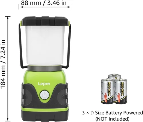 Miniatura 2 de Lepro Linterna LED de campamento de 1500 lúmenes, luz verde para tienda de campaña con 4 modos de luz, esenciales para camping, linterna impermeable