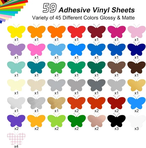 Miniatura 2 de Prime Vinyl Paquete de 59 vinilos permanentes compatibles con todas las máquinas de corte, paquete de vinilo permanente de 12 x 12 pulgadas, 45