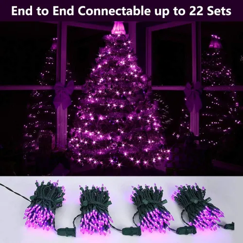Miniatura 2 de Brizled luces de Halloween moradas, 10 mt, 100 luces LED de Halloween al aire libre, 120 V, certificación UL, linea de luces decorativas