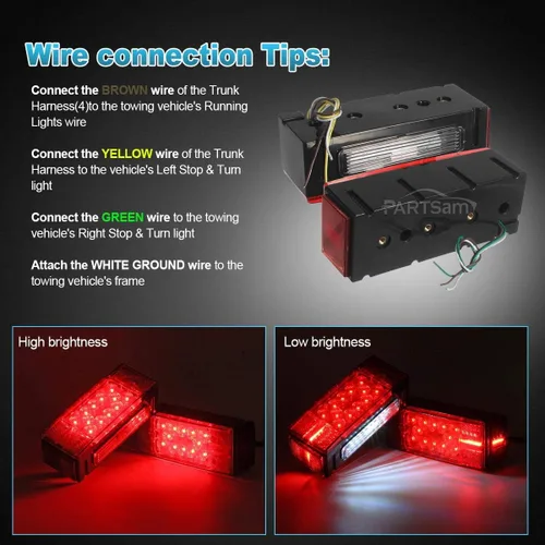 Miniatura 6 de Partsam Luz LED cuadrada impermeable de 12 V, luz LED rectangular de bajo perfil, combinación de luces traseras para remolque, kit de luces traseras
