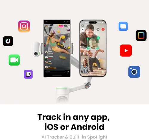 Miniatura 2 de Insta360 Flow 2 Pro AI Tracker Bundle gris – Primer cardán de teléfono AI en la industria con Apple DockKit, seguimiento pionero de 360º panorámica