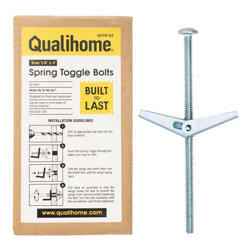Miniatura 11 de QUALIHOME Anclajes de perno de resorte – Anclajes de pared resistentes para colgar artículos con paredes huecas y más – Anclaje de pared hueco