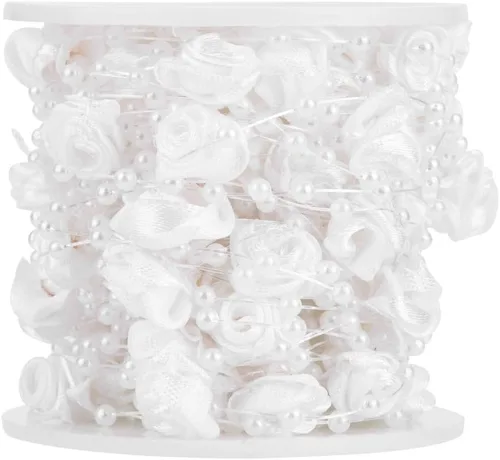 Miniatura 7 de Rollo de cuentas de perlas, 32.8 ft/rollo de perlas artificiales, cuerda conectada para decoración de fiesta de boda, guirnalda de árboles