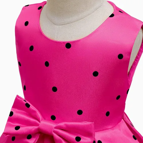 Miniatura 4 de Vestido de princesa sin mangas con estampado de lunares para niñas 5 años rosa intenso 2-3 años