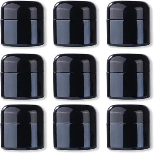 Sxminer - Paquete de 10 frascos de vidrio negros vacíos de 1.0 fl oz/1 oz (1.0 fl oz/1 onza), tarro redondo para crema, botella de cosméticos,