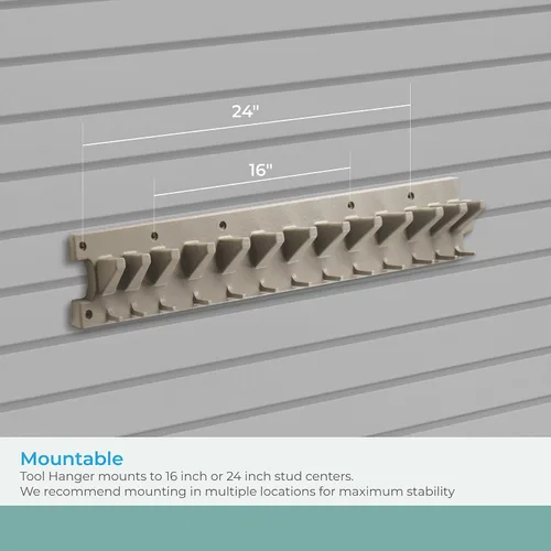 Miniatura 3 de Suncast 2' Wall Mount Tool Organizer for Hanging Lawn and Garden Tools, 30 lb. Weight Capacity, Gray, Made in the USA