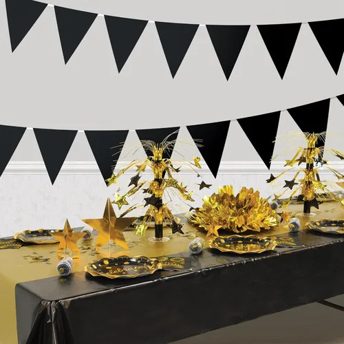 Miniatura 4 de Beistle Banderín negro para interiores y exteriores, decoración de pared de fiesta deportiva y cumpleaños, 11 pulgadas por 12 pies