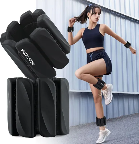 Miniatura 20 de Pesas de muñeca y tobillo para mujeres y hombres, pares de 2 libras/4 libras, brazaletes ajustables de silicona con peso para entrenamientos