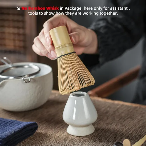 Miniatura 6 de TEANAGOO Cuenco Matcha con boquilla, 2 cuencos de cerámica para matcha y soporte para batidor (Chawan), cuenco blanco de 18 OZ/510ML con soporte