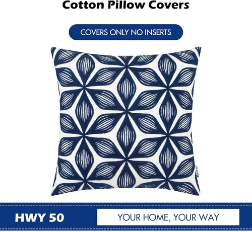 Miniatura 178 de HWY 50 Fundas de almohada decorativas azul marino de 18x18 pulgadas (1 pieza), funda de cojín bordada de algodón para granja, funda de almohada