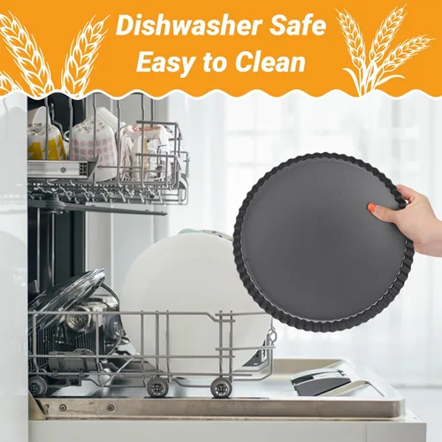 Miniatura 4 de Beasea Sartén para tartas de 10 pulgadas con parte inferior extraíble, sartén antiadherente para quiche con borde estriado, base suelta, bandeja