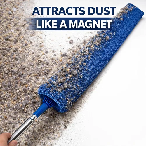 Miniatura 5 de Limpiador de polvo retráctil con poste de extensión de 30 a 100 pulgadas, herramientas de limpieza con 3 paños de microfibra para quitar el polvo