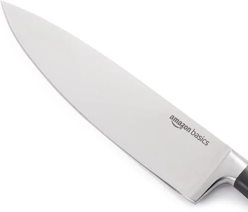 Miniatura 3 de Amazon Basics Cuchillo de chef clásico de acero inoxidable de 8 pulgadas con espiga completa y tres remaches, plateado