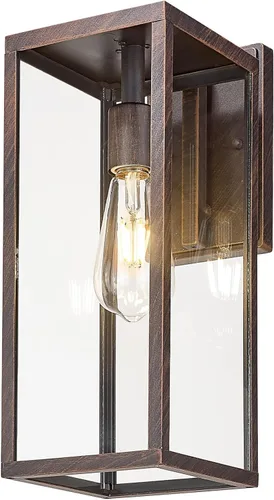 Miniatura 20 de Bestshared Aplique de pared para exteriores, paquete de 2 faroles de pared exteriores de 15 pulgadas con vidrio transparente, luces negras