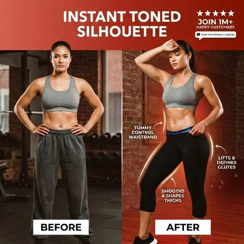 Miniatura 6 de Sweat Shaper - Leggings de sauna para mujer, pantalones de compresión de cintura alta, leggings de yoga, capris de sudoración térmica Negro