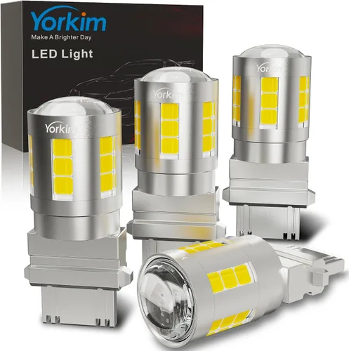 Miniatura 17 de Yorkim Foco led 3157 de color blanco, 6500K de alto brillo 3156 foco led con proyector 3057 3056 3457 4157 foco led de repuesto para luz de giro