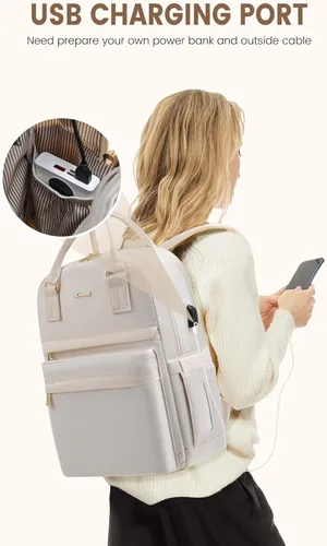 Miniatura 5 de LOVEVOOK - Mochila de computadora portátil para mujeres y niñas, mochila de 15.6 pulgadas impermeable para estudiantes, mochila escolar linda, bolsa