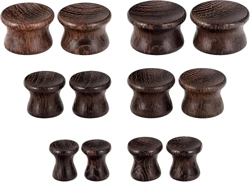 Miniatura 5 de Oyaface Juego de tapones de sillín de madera, túneles de dilatadores de oído naturales, 0G-1.181 in