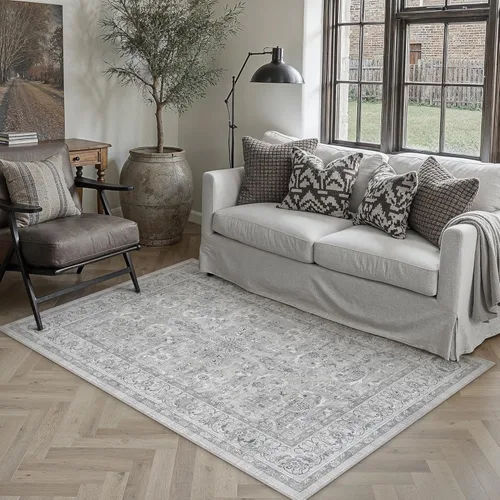 Miniatura 111 de PureCozy - Alfombra de área beige de 8 x 10, lavable, vintage, alfombra para sala de estar, dormitorio, gran alfombra suave retro de pelo bajo