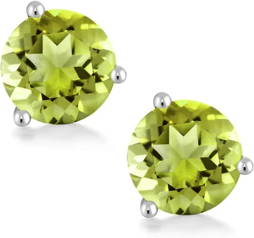Miniatura 68 de Gem Stone King Aretes de oro de 14 quilates, 0.236 in, piedra natal redonda, Martini, 3 puntas, aretes de oro para mujer