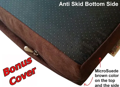 Miniatura 3 de Dogbed4less Cama ortopédica pequeña y mediana de espuma viscoelástica de gel para mascotas, forro impermeable con cubierta de microgamuza espresso