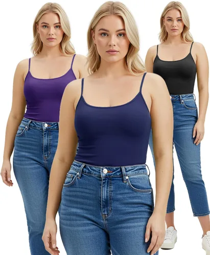 Miniatura 44 de Emmalise Camisola larga casual básica para mujer, con tirantes ajustables, top en capas