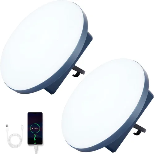 Miniatura 7 de Paquete de 2 luces de campamento de 12000 mAh, luz de tienda de campaña de 42 W, linterna portátil, linterna LED para campamento, luces de toldo al
