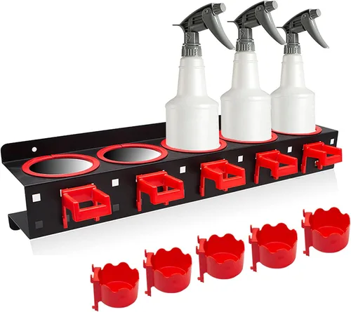 Estante de Almacenamiento para Botellas de Spray con Soporte Abrasivo Extra, Barra de Colgar Montada en Pared, Accesorio de Exhibición para Coche y