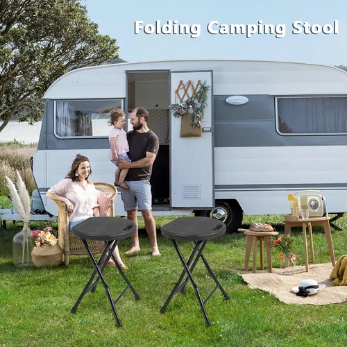 Miniatura 2 de COOZMENT Taburete plegable con asa, taburete de campamento portátil resistente de 550 libras, taburete plegable con pies antideslizantes