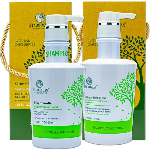 Miniatura 2 de Xiaomoxuan Mascarilla capilar de colágeno orgánico con árbol de té y champú de limpieza natural para hidratar y reparar las puntas abiertas
