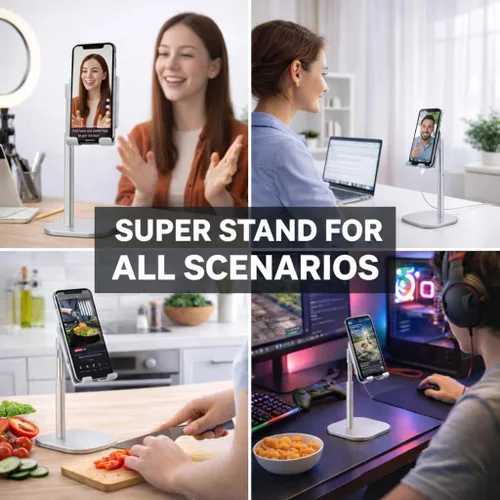 Miniatura 6 de Mizi Soporte para teléfono celular, ángulo y altura ajustable, soporte de teléfono de escritorio compatible con iPhone 17/16/15 Pro Max, Samsung