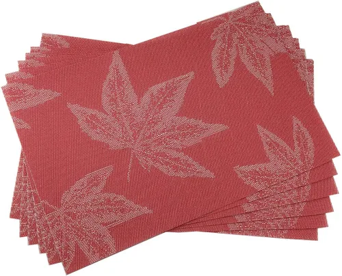 Miniatura 14 de Juego de 6 manteles individuales de vinilo dorado con diseño floral resistente al calor para mesa de comedor, interiores y exteriores, tejido