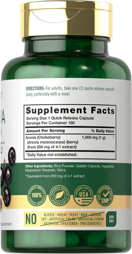 Miniatura 2 de Carlyle Cápsulas de bayas de Aronia 180 píldoras Extracto de chokeberry Suplemento sin OMG y sin gluten