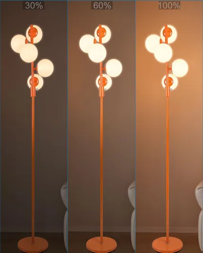 Miniatura 3 de Lightdot Lámpara de pie rosa de 63 pulgadas, moderna lámpara de pie de globo de mediados de siglo con bombillas LED de 3000 K incluidas