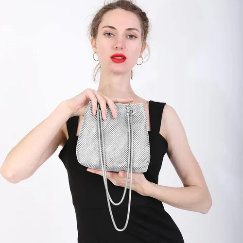 Miniatura 3 de Bolsa de noche para mujer, tamaño mejorado, con diamantes de imitación, bolsa brillante para fiesta, boda, cita nocturna