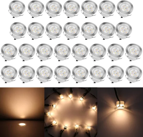 Miniatura 37 de lámpara LED decorativa de bajo voltaje de 1 vatio, impermeable, para exteriores, patio, jardín, escaleras Blanco cálido