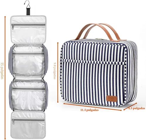 Miniatura 4 de Bosidu Neceser de viaje colgante, organizador de artículos de tocador de viaje de gran capacidad para mujeres con 4 compartimentos y 1 gancho