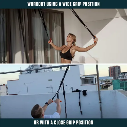 Miniatura 3 de Angles90 Sling Trainer - Negro, nailon y neopreno - Fuerza de cuerpo completo con entrenadores de suspensión - Asas de dominadas de agarre neutro