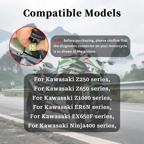 Miniatura 2 de Adaptador de cable de diagnóstico OBD2 para Kawasaki motocicleta 4 pines, compatible con Kawasaki Z250 Z650 Z1000 ER6N EX650F Ninja400 Moto ECU