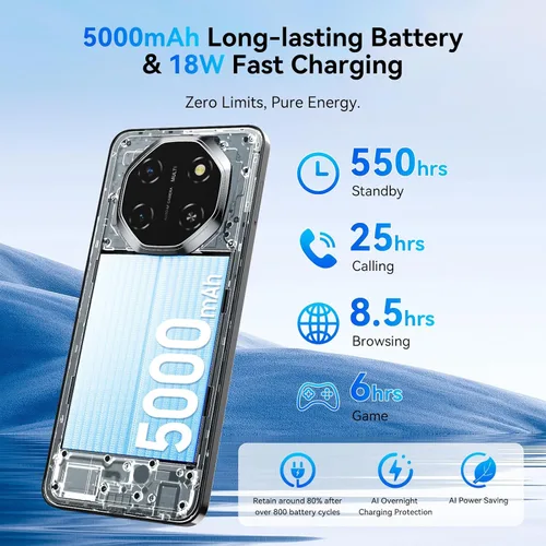 Miniatura 7 de Blackview Shark 6 Teléfonos Android Desbloqueados 5G (2025), Teléfono Celular Android 15 Desbloqueado, Pantalla de 6.88" 120Hz, 12GB+128GB/2TB