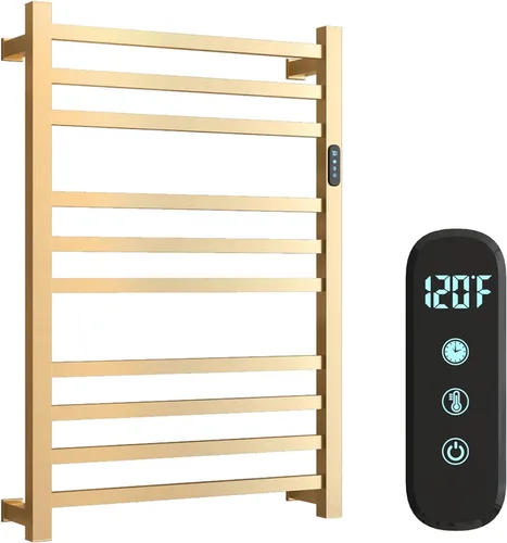 Miniatura 10 de 5 Barras Calentadores de Toallas de Lujo Montados en la Pared Estante de Toallas Calentado, Calentador de Toallas para Baño con Temporizador