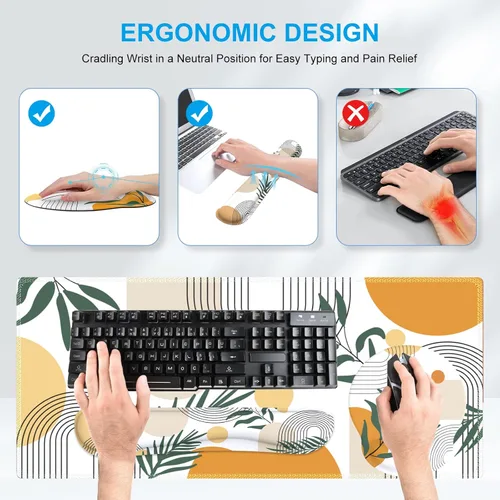 Miniatura 3 de iCasso Juego de reposamuñecas para mouse y teclado, 4 en 1 XXL, alfombrilla para mouse grande + almohadilla para teclado, reposamuñecas para mouse