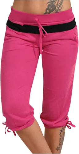 Miniatura 65 de Pantalones capri para mujer, estilo casual, de verano, elásticos, de cintura alta, pantalones de yoga, ajuste atlético, pantalones deportivos