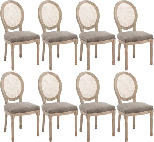 Miniatura 18 de Kmax Sillas de comedor estilo granja, patas de madera marrón, elegantes sillas de cocina copetudas, sillas de dormitorio francesas desgastadas