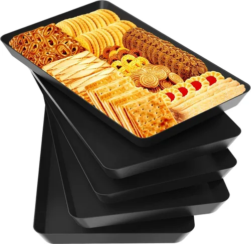 Miniatura 9 de WOWBOX 4 bandejas de servir para entretenimiento, platos para servir aperitivos, frutas, galletas, postres, bandejas de plástico reutilizables