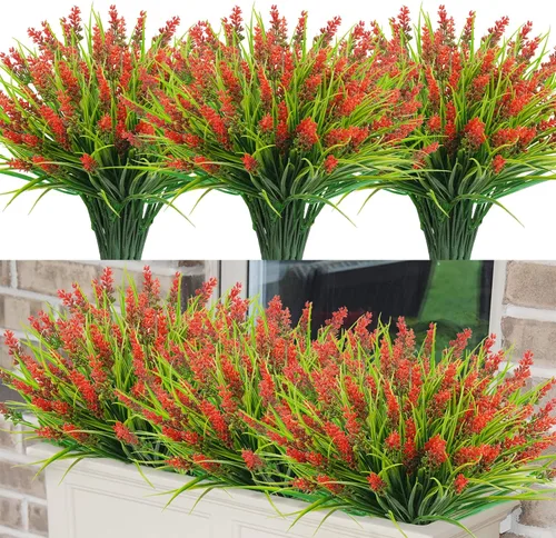 Miniatura 9 de Agusbagli 24 paquetes de plantas falsas de césped artificial, mono, hierba de mono, vegetación resistente a los rayos UV, arreglo de arbustos