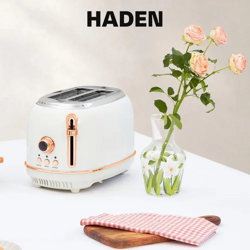 Miniatura 7 de Haden Heritage Tostadora de ranura ancha de 2 rebanadas, tostadora de pan de acero inoxidable con control de tostado ajustable, bandeja para migas